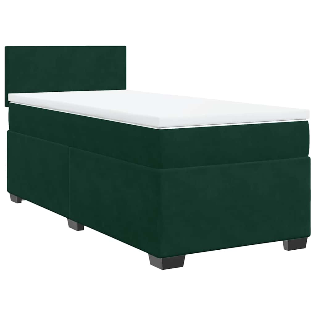 Boxspringbett mit Matratze Dunkelgrün 90x190 cm Samt
