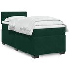 Boxspringbett mit Matratze Dunkelgrün 90x190 cm Samt