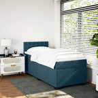Boxspringbett mit Matratze Dunkelblau 90x190 cm Samt