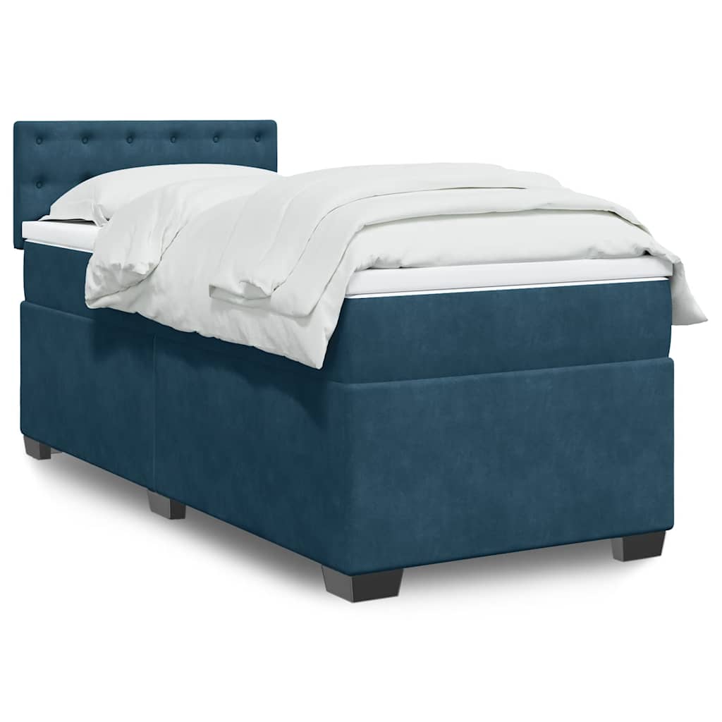 Boxspringbett mit Matratze Dunkelblau 90x190 cm Samt