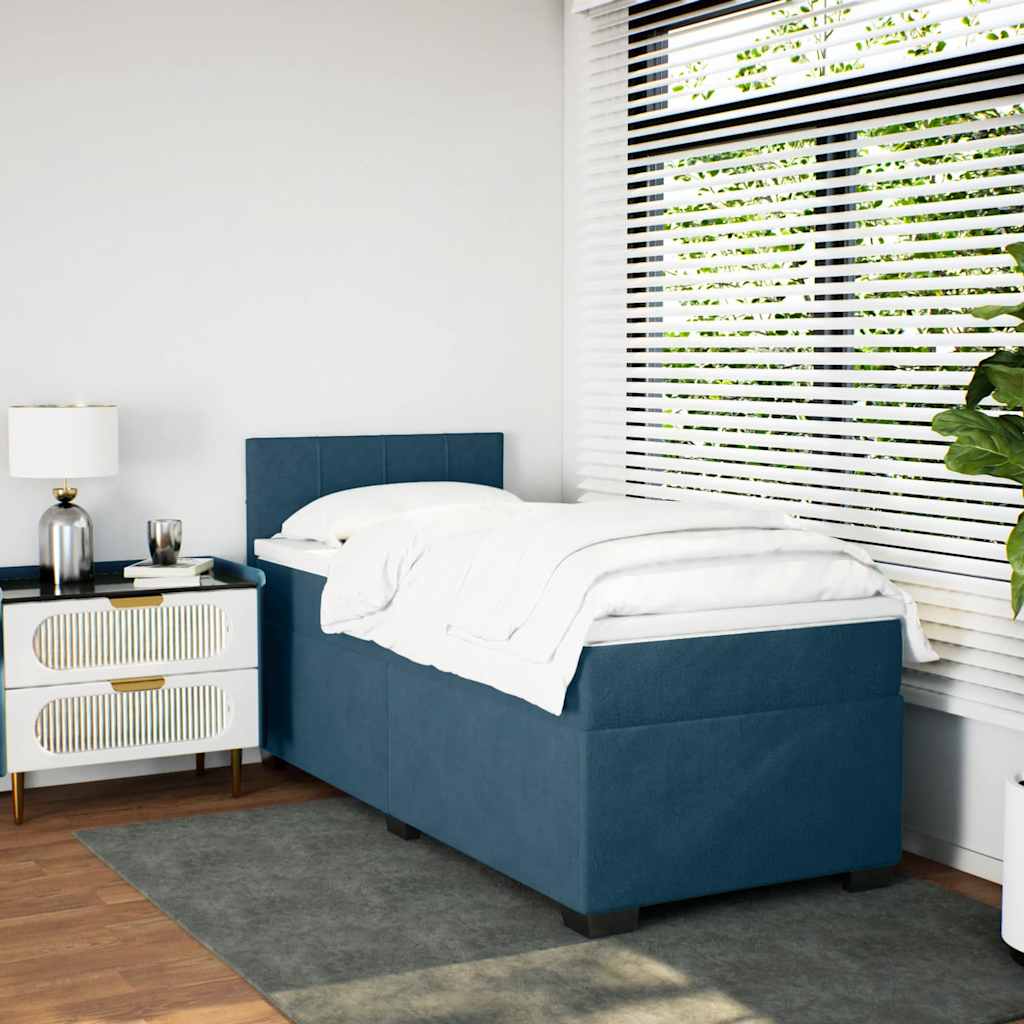 Boxspringbett mit Matratze Dunkelblau 90x190 cm Samt