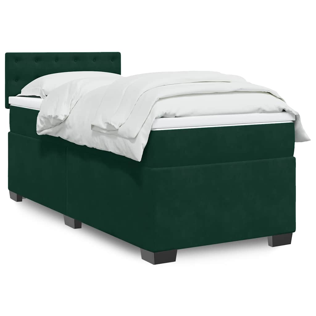 Boxspringbett mit Matratze Dunkelgrün 100x200 cm Samt