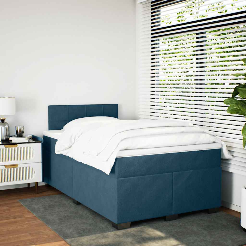 Boxspringbett mit Matratze Dunkelblau 120x190 cm Samt