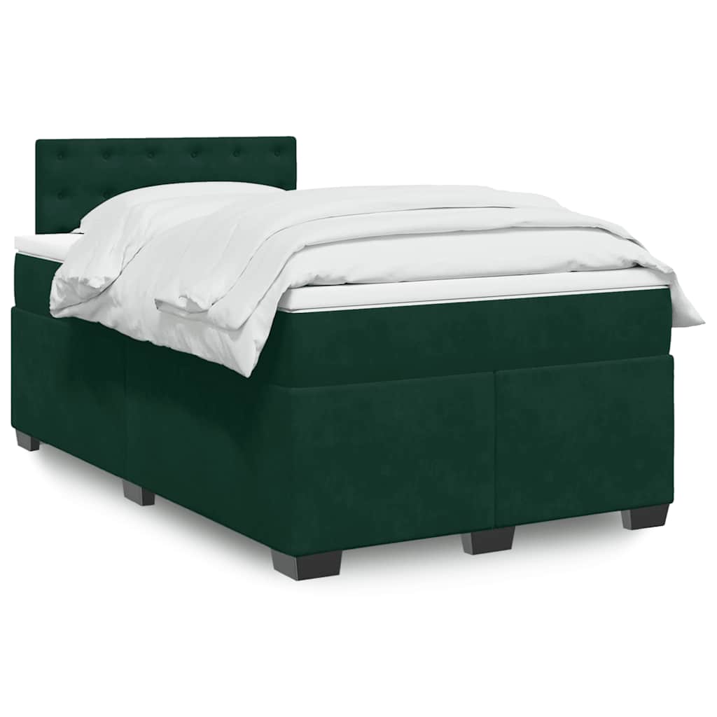Boxspringbett mit Matratze Dunkelgrün 120x190 cm Samt