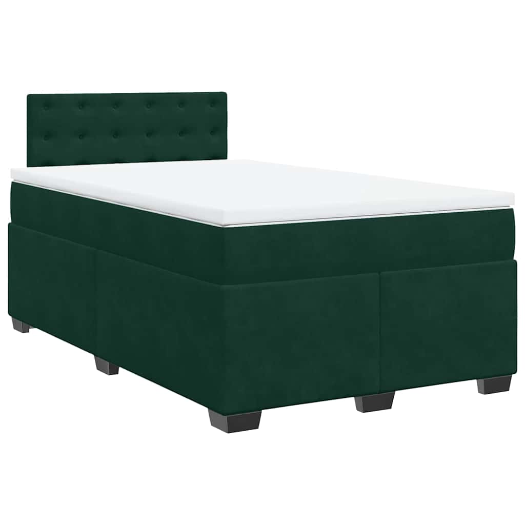 Boxspringbett mit Matratze Dunkelgrün 120x200 cm Samt