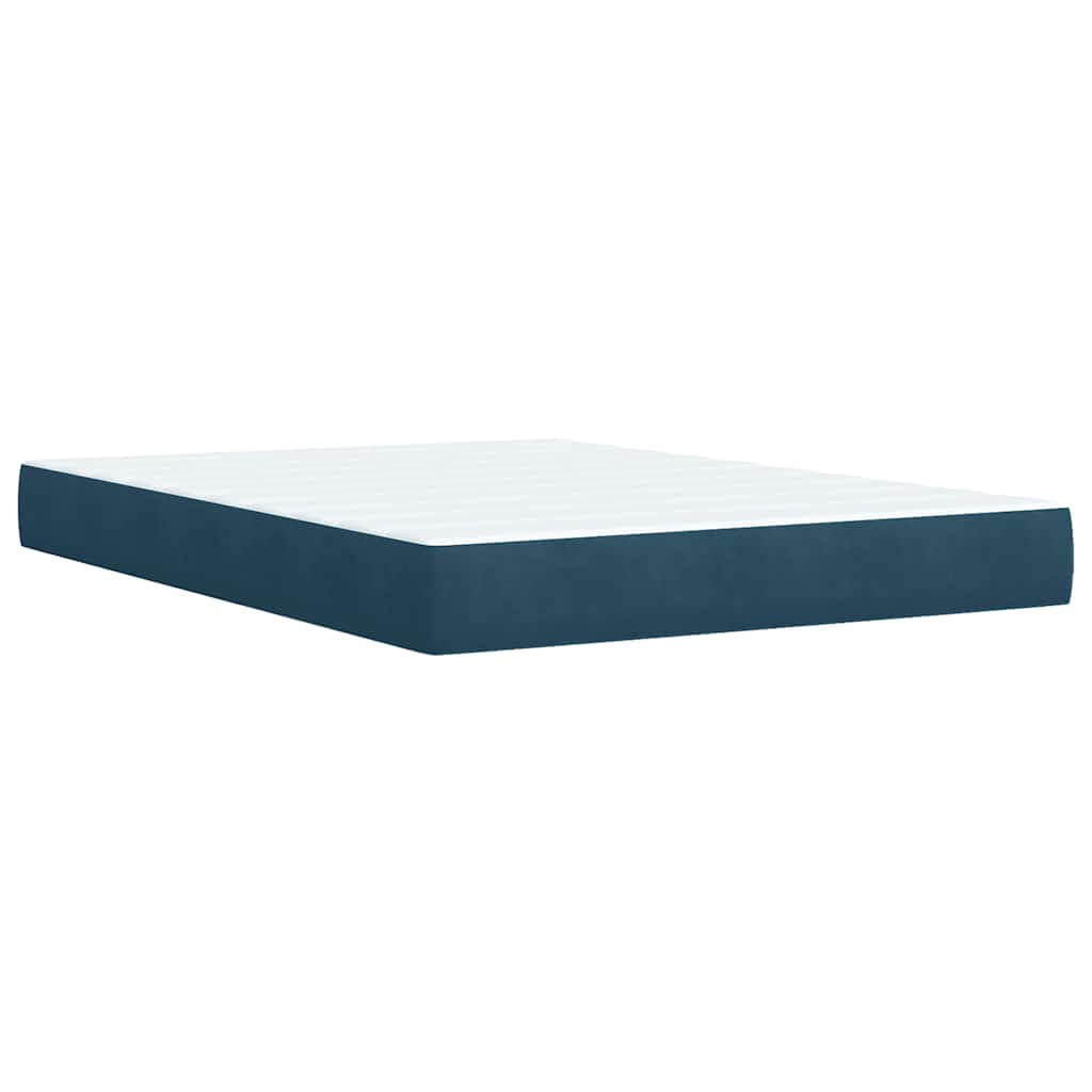 Boxspringbett mit Matratze Dunkelblau 140x190 cm Samt
