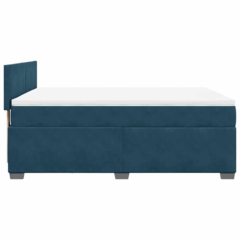 Boxspringbett mit Matratze Dunkelblau 140x190 cm Samt