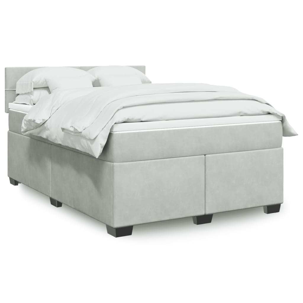 Boxspringbett mit Matratze Hellgrau 140x190 cm Samt