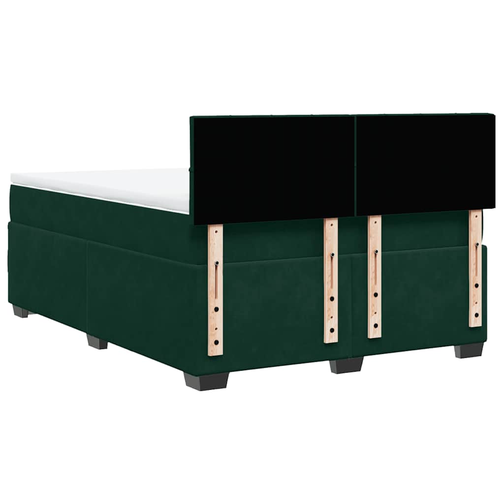 Boxspringbett mit Matratze Dunkelgrün 140x190 cm Samt