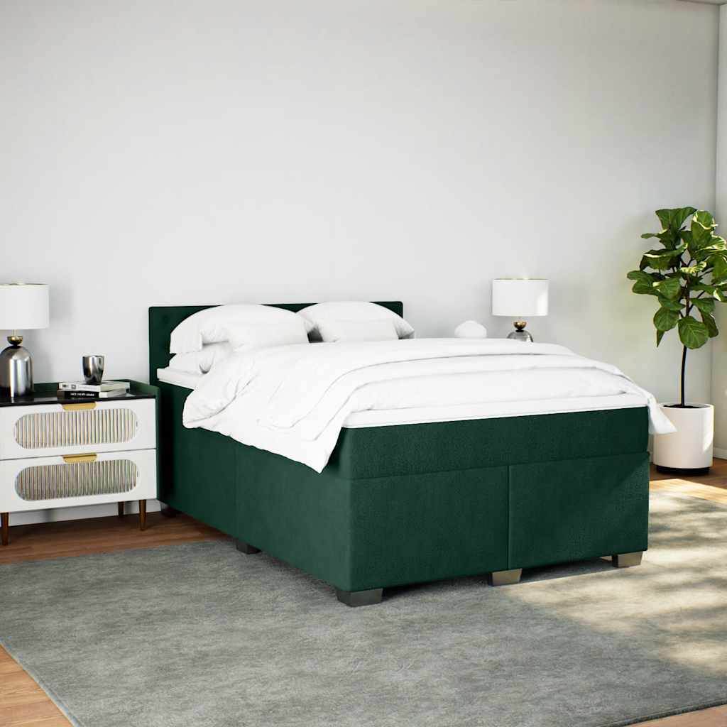 Boxspringbett mit Matratze Dunkelgrün 140x190 cm Samt