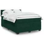 Boxspringbett mit Matratze Dunkelgrün 140x200 cm Samt