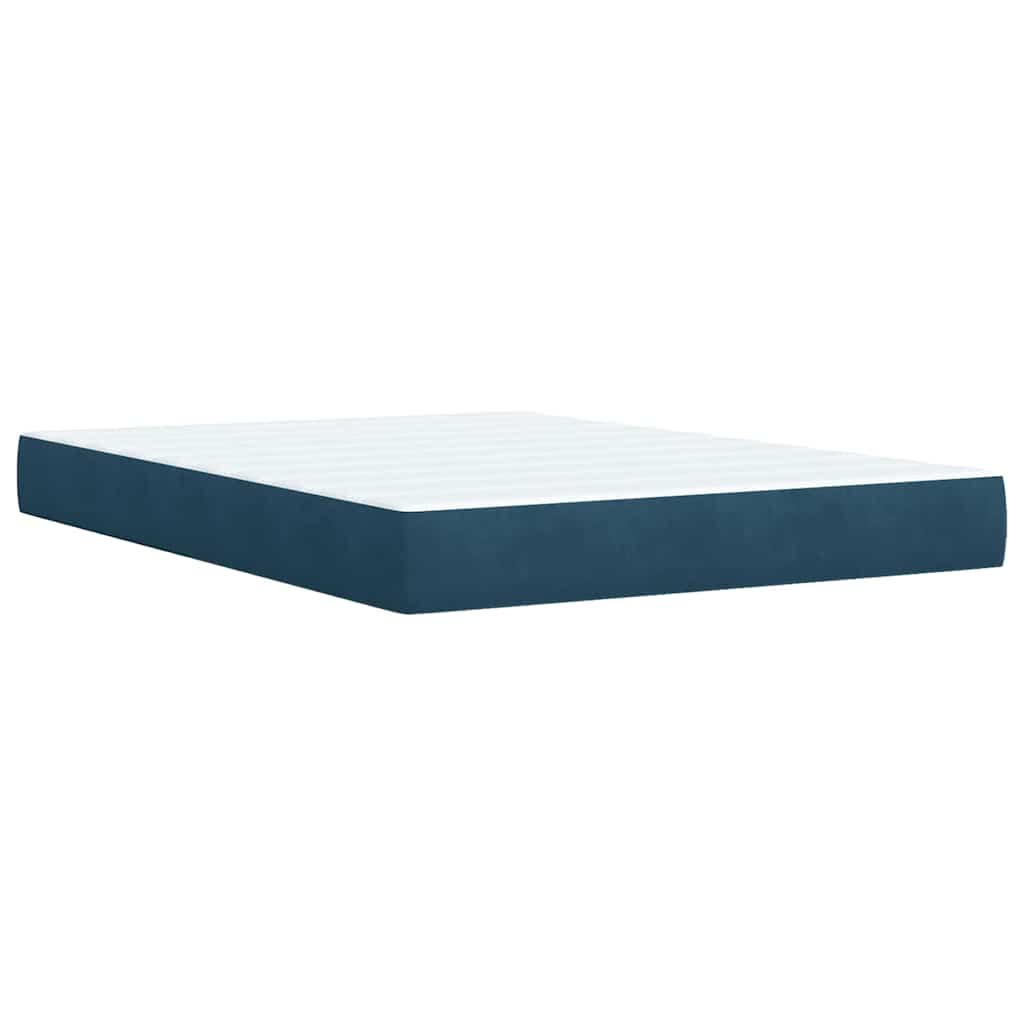Boxspringbett mit Matratze Dunkelblau 140x200 cm Samt