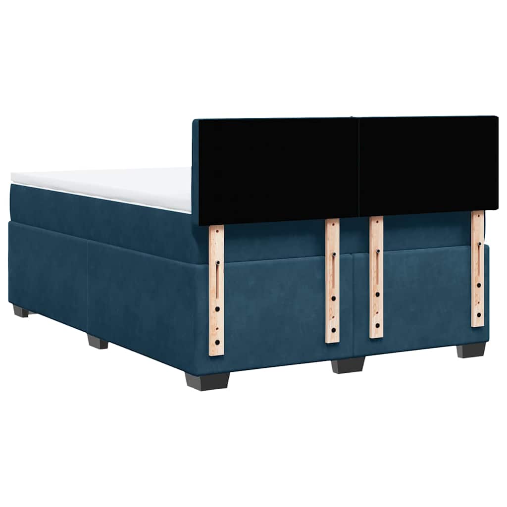 Boxspringbett mit Matratze Dunkelblau 140x200 cm Samt