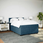Boxspringbett mit Matratze Blau 160x200 cm Samt