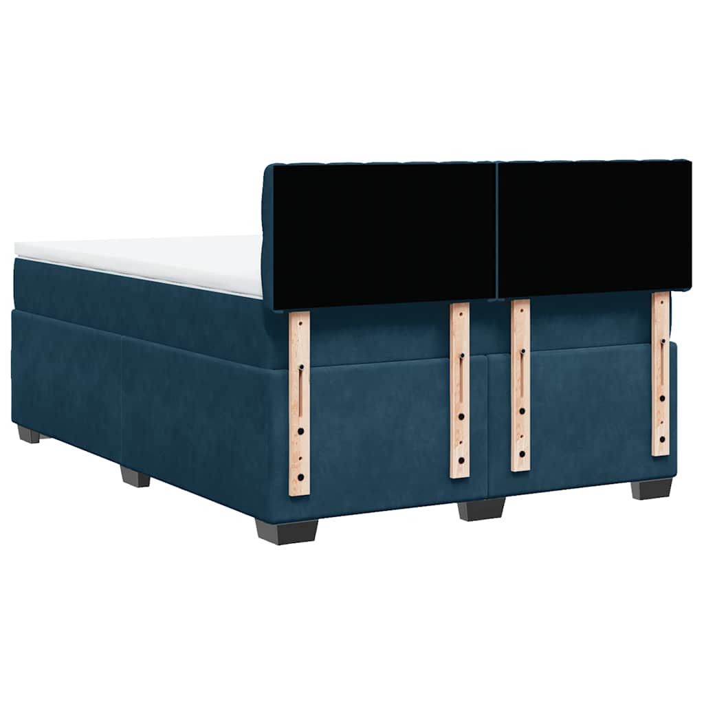 Boxspringbett mit Matratze Blau 160x200 cm Samt