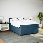 Boxspringbett mit Matratze Blau 160x200 cm Samt