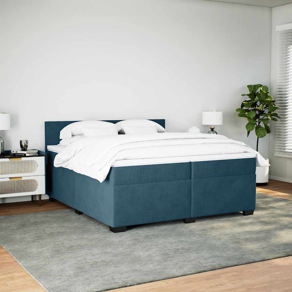 Boxspringbett mit Matratze Dunkelblau 200x200 cm Samt