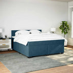 Boxspringbett mit Matratze Blau 200x200 cm Samt