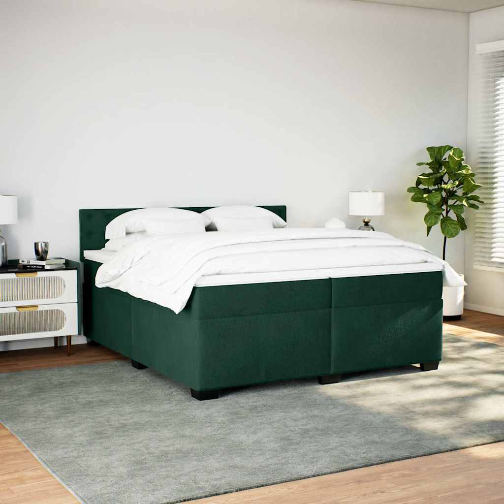 Boxspringbett mit Matratze Dunkelgrün 200x200 cm Samt