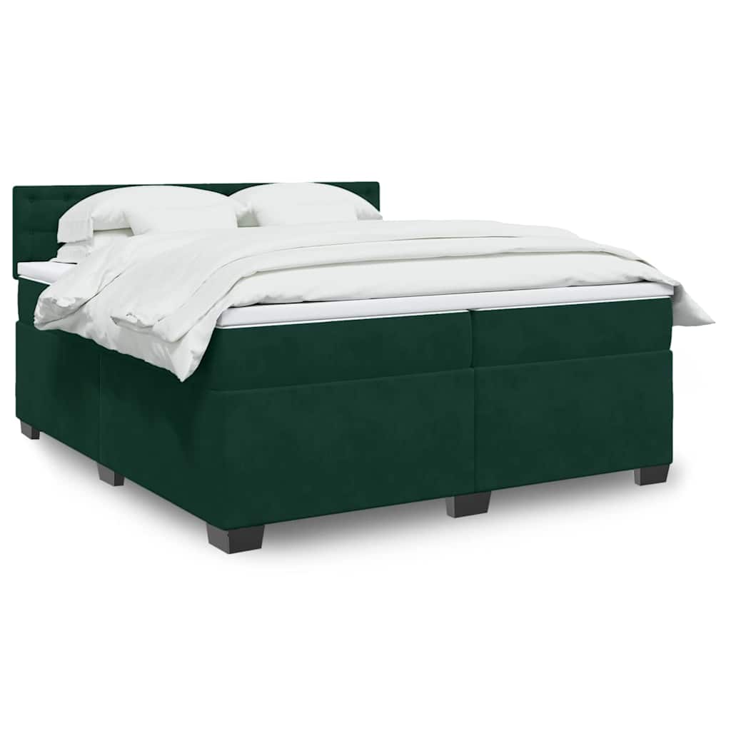 Boxspringbett mit Matratze Dunkelgrün 200x200 cm Samt