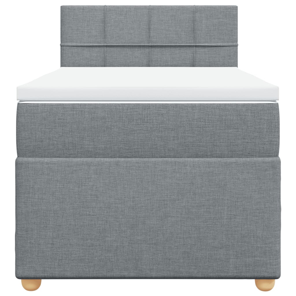 Boxspringbett mit Matratze Hellgrau 90x190 cm Stoff