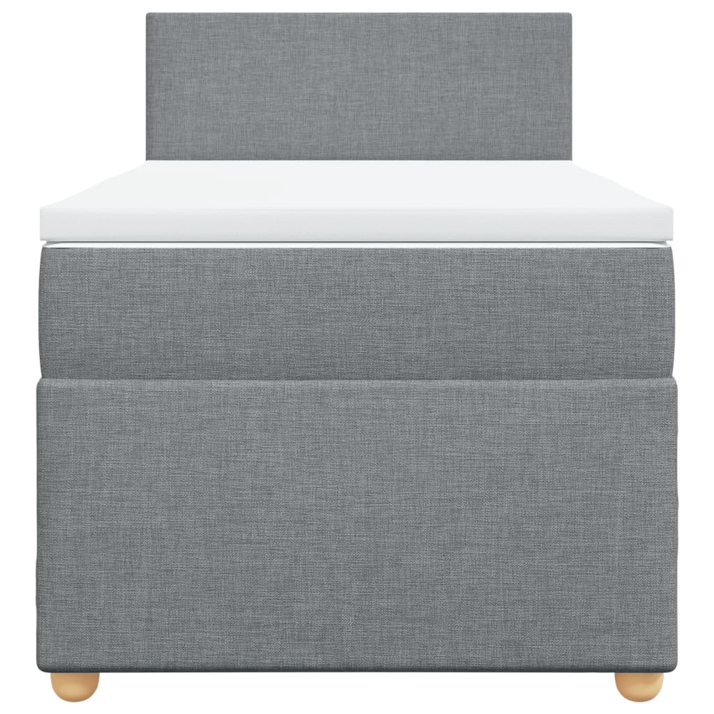 Boxspringbett mit Matratze Hellgrau 90x200 cm Stoff