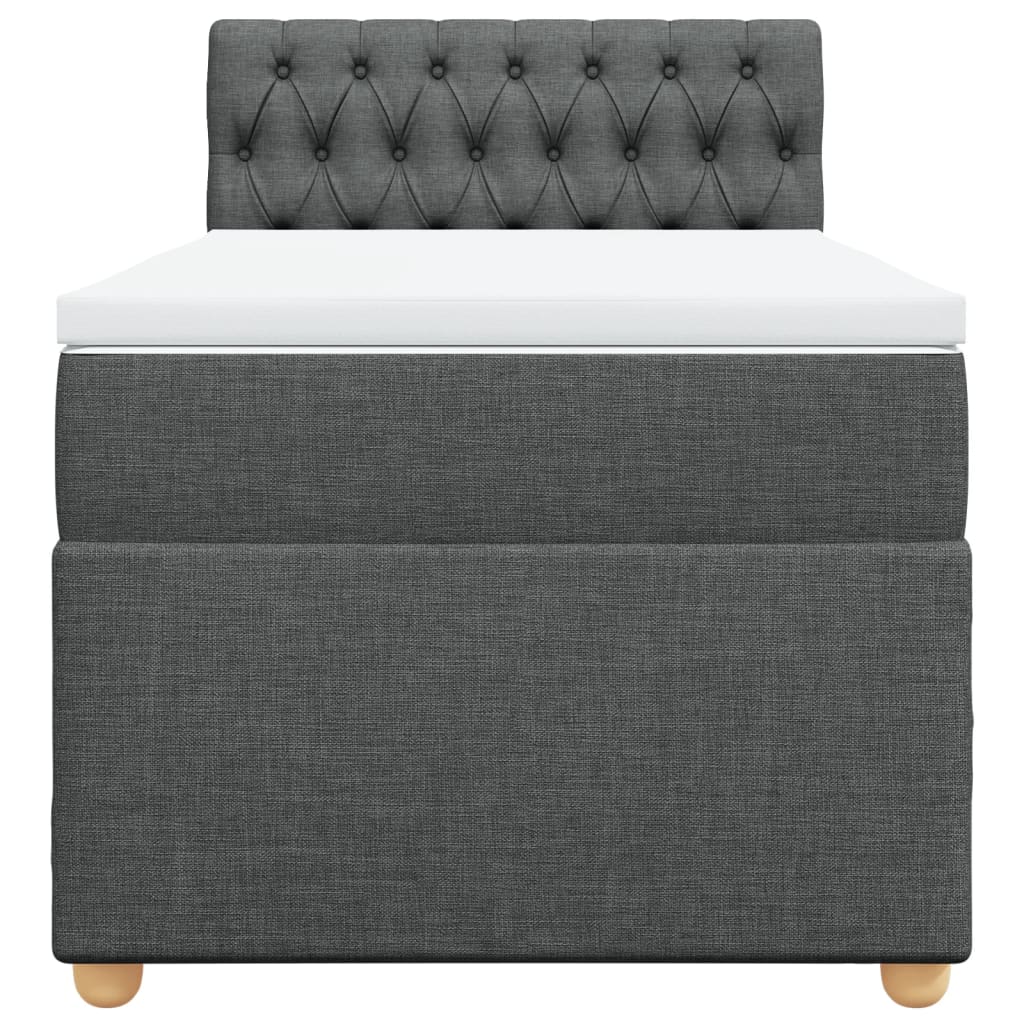 Boxspringbett mit Matratze Dunkelgrau 90x200 cm Stoff