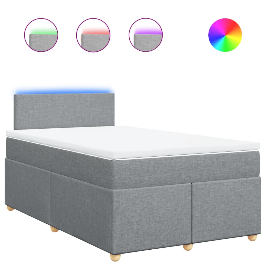 Boxspringbett mit Matratze Hellgrau 120x190 cm Stoff