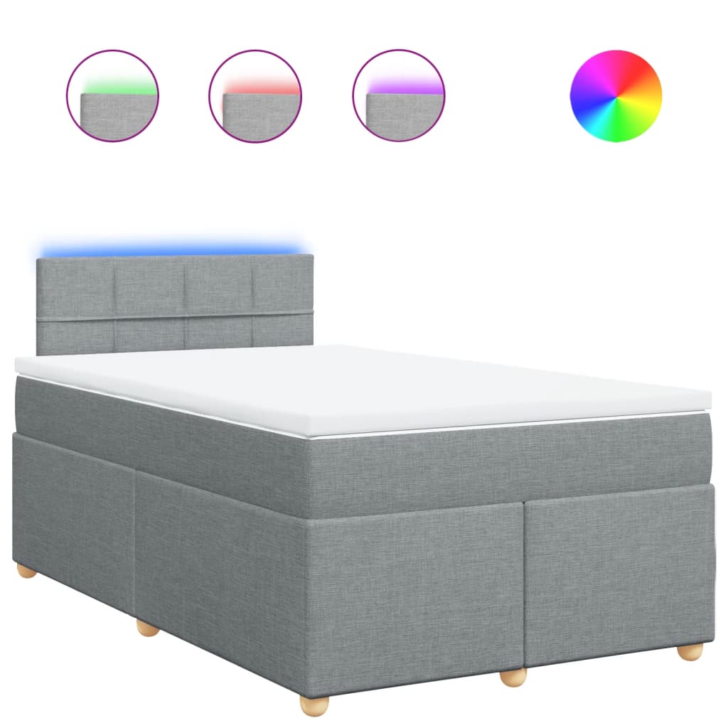 Boxspringbett mit Matratze Hellgrau 120x190 cm Stoff