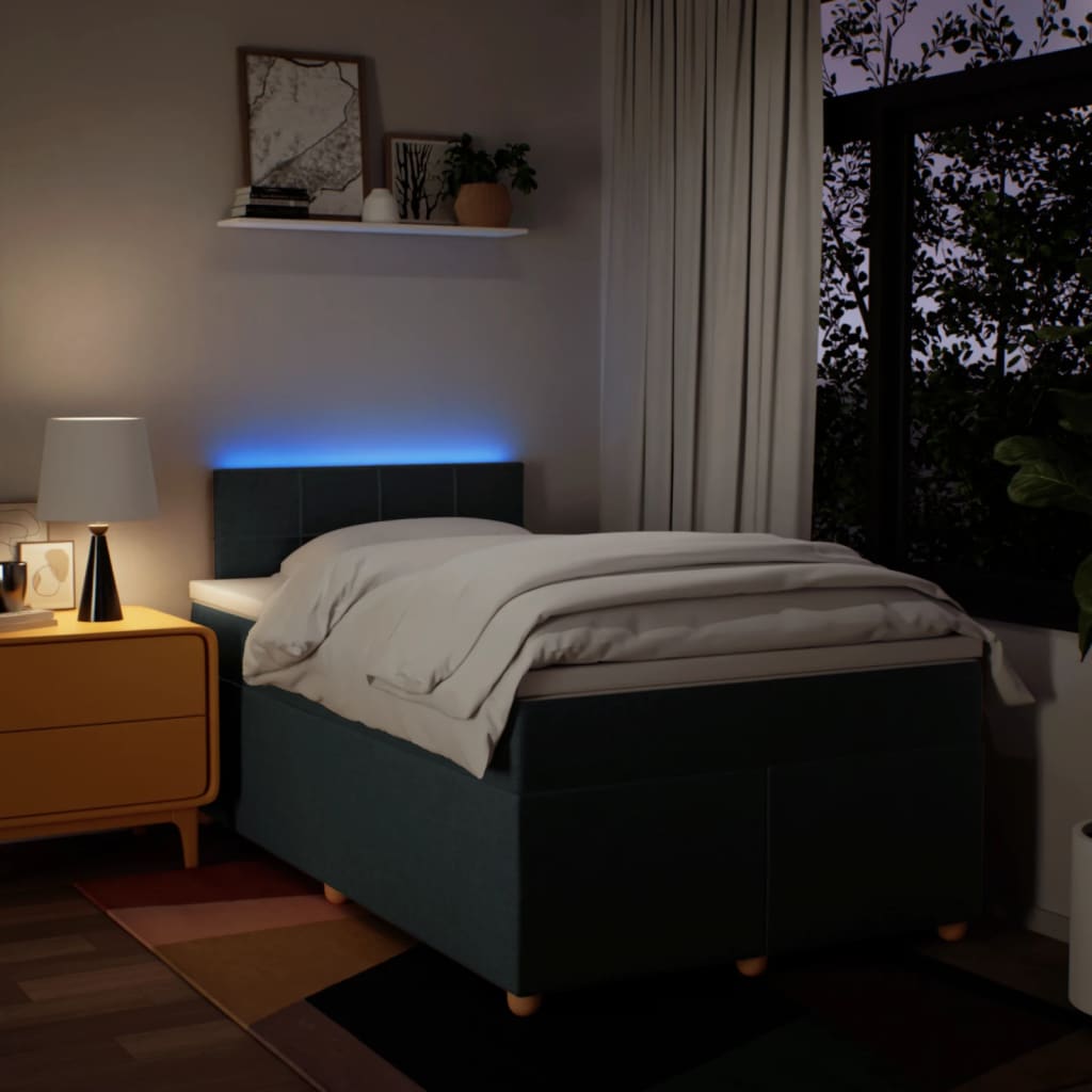 Boxspringbett mit Matratze Blau 120x190 cm Stoff