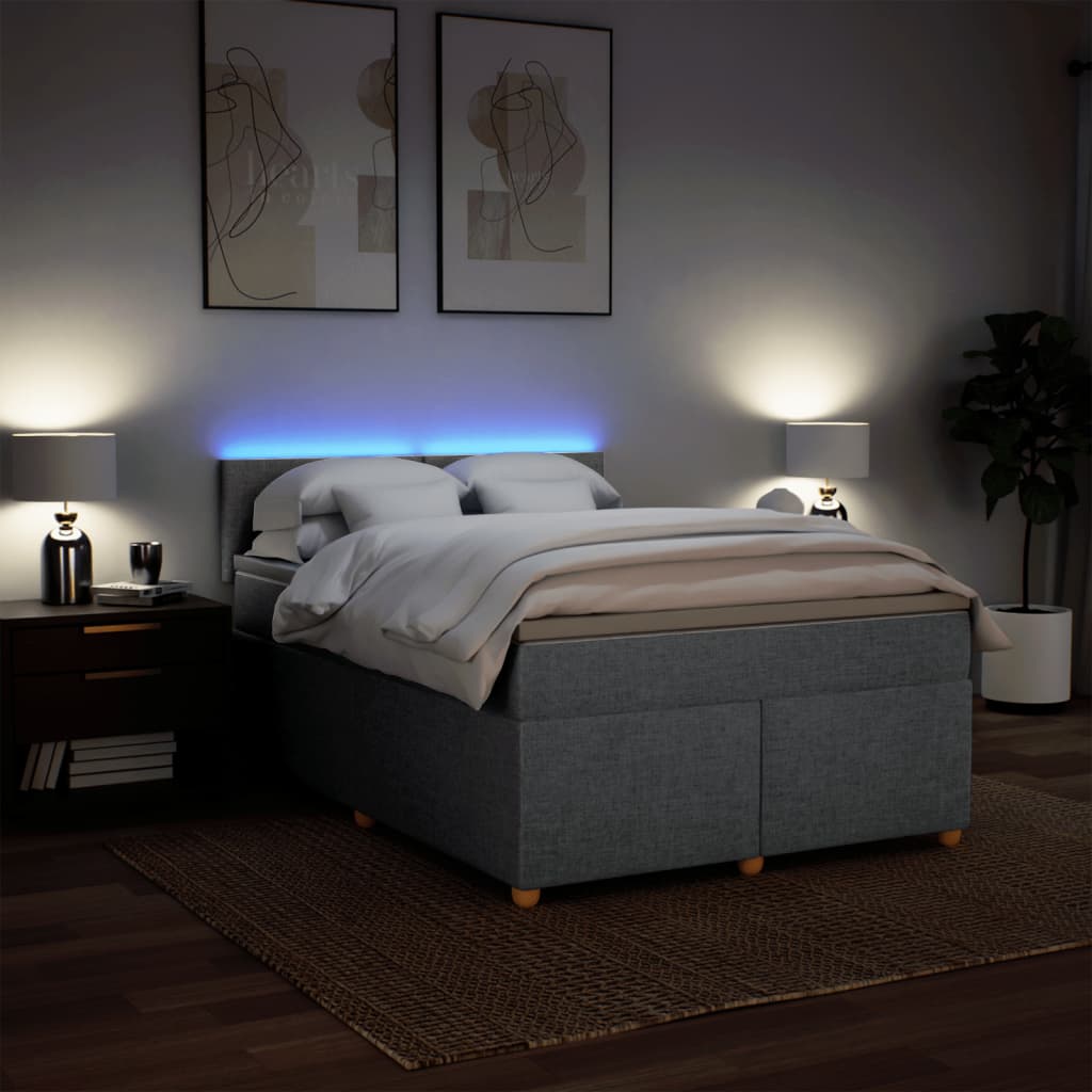 Boxspringbett mit Matratze Hellgrau 140x190 cm Stoff