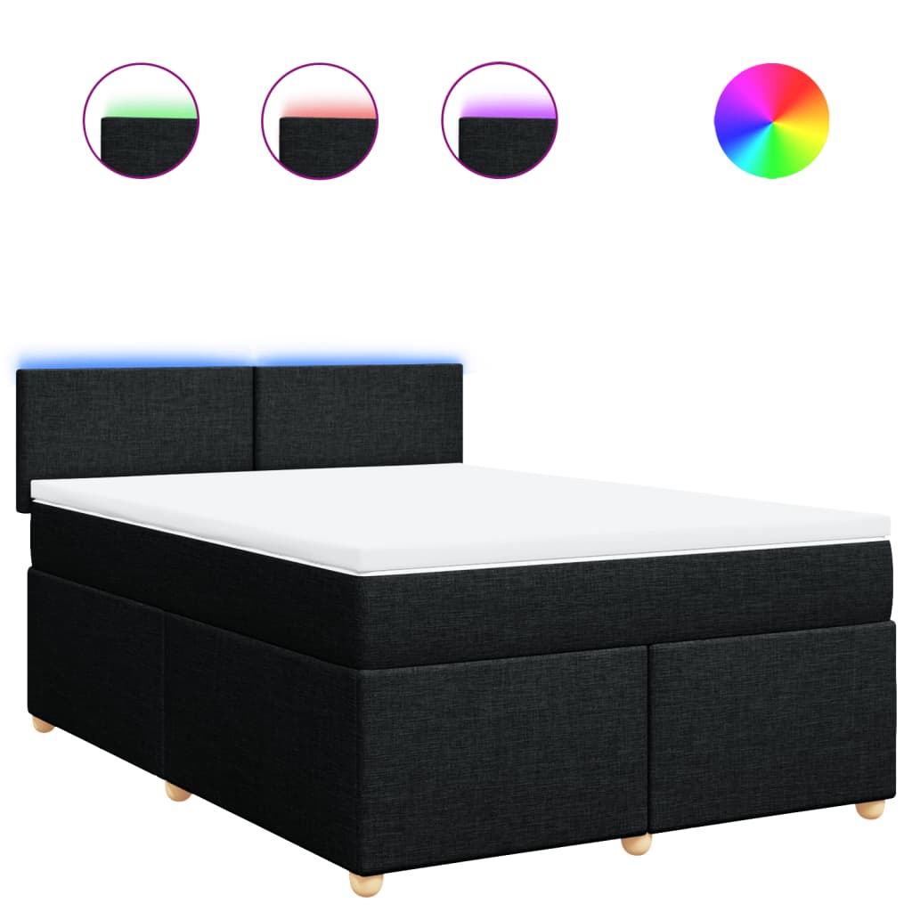 Boxspringbett mit Matratze Schwarz 140x190 cm Stoff