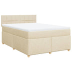 Boxspringbett mit Matratze Creme 140x190 cm Stoff