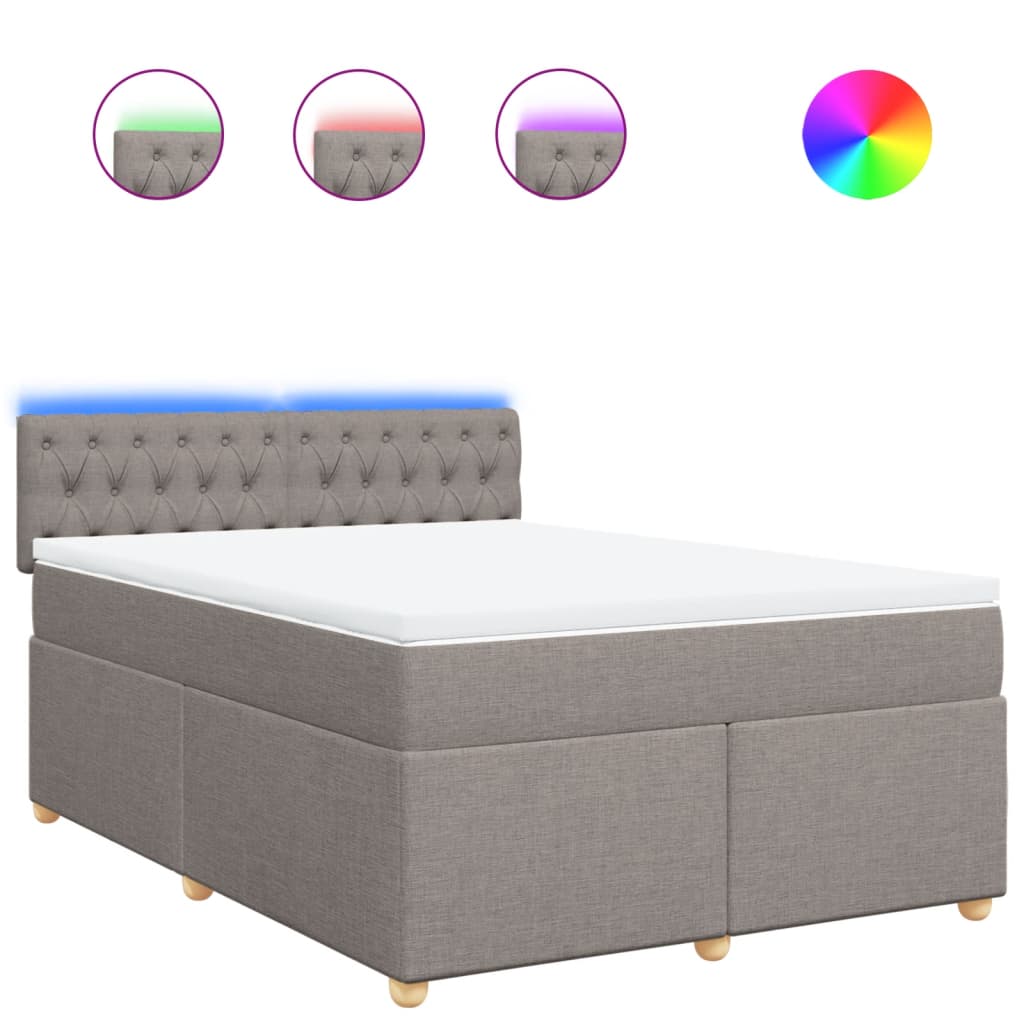 Boxspringbett mit Matratze Taupe 140x190 cm Stoff