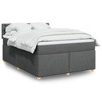 Boxspringbett mit Matratze Dunkelgrau 140x190 cm Stoff