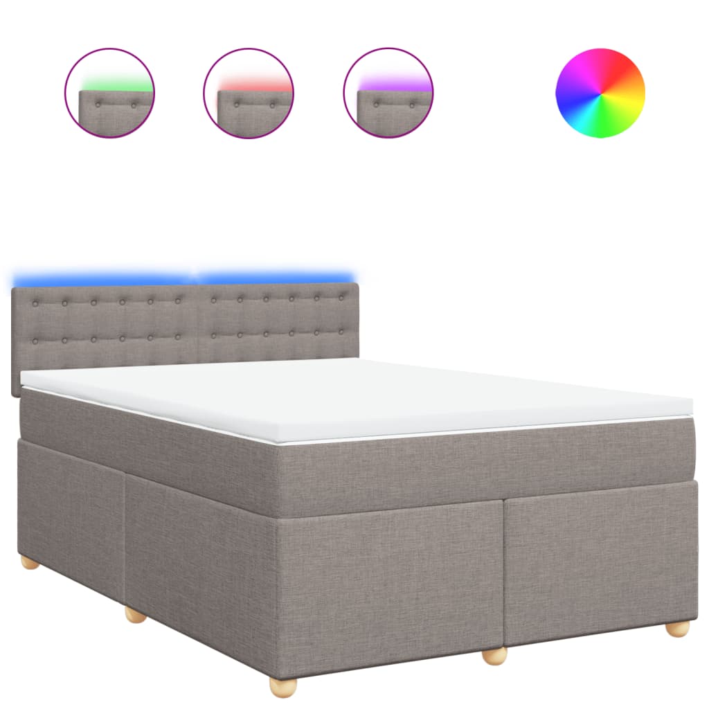 Boxspringbett mit Matratze Taupe 140x190 cm Stoff
