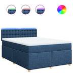 Boxspringbett mit Matratze Blau 140x190 cm Stoff