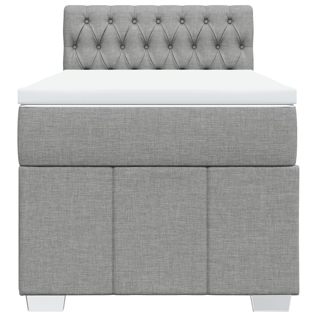 Boxspringbett mit Matratze Hellgrau 90x190 cm Stoff