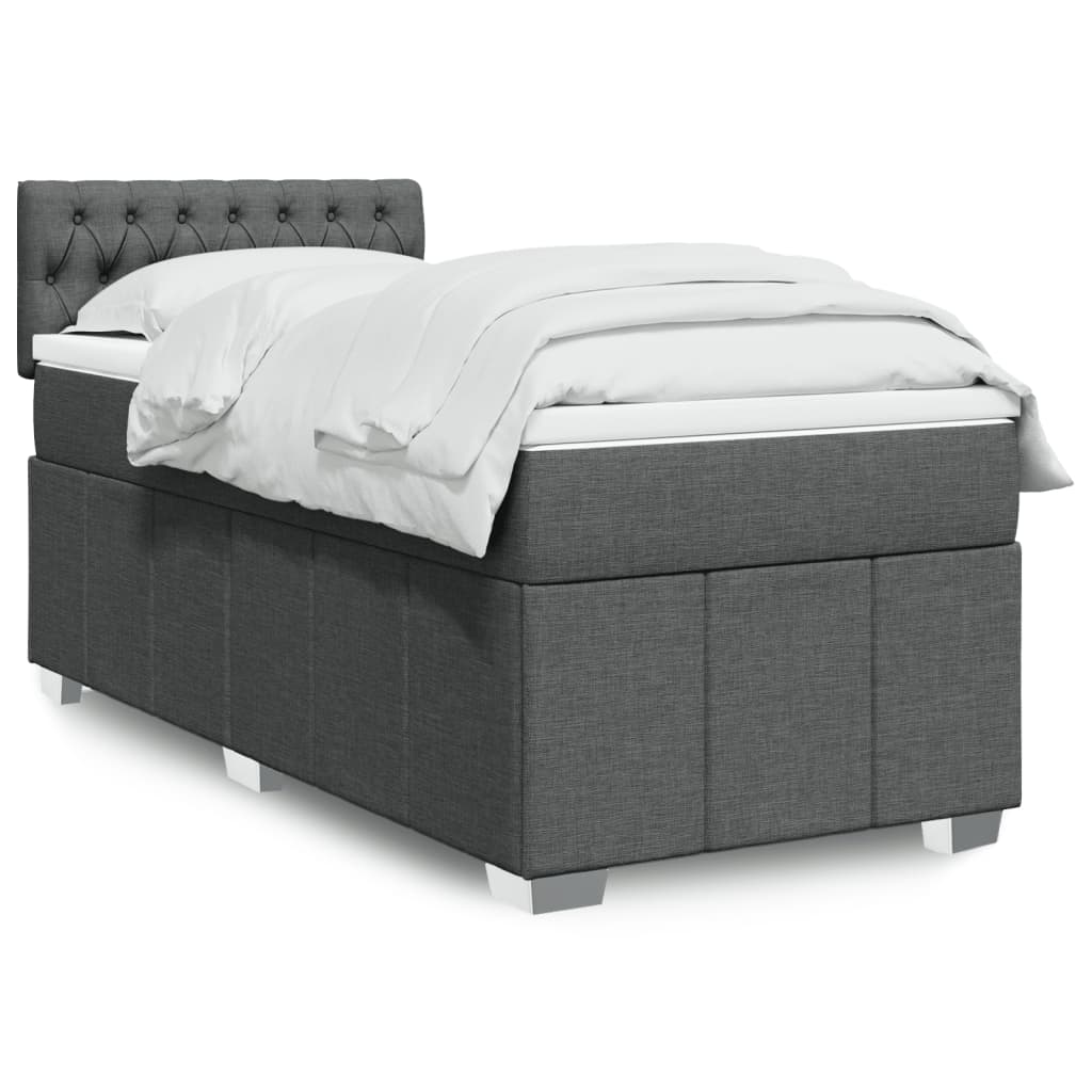Boxspringbett mit Matratze Dunkelgrau 90x190 cm Stoff