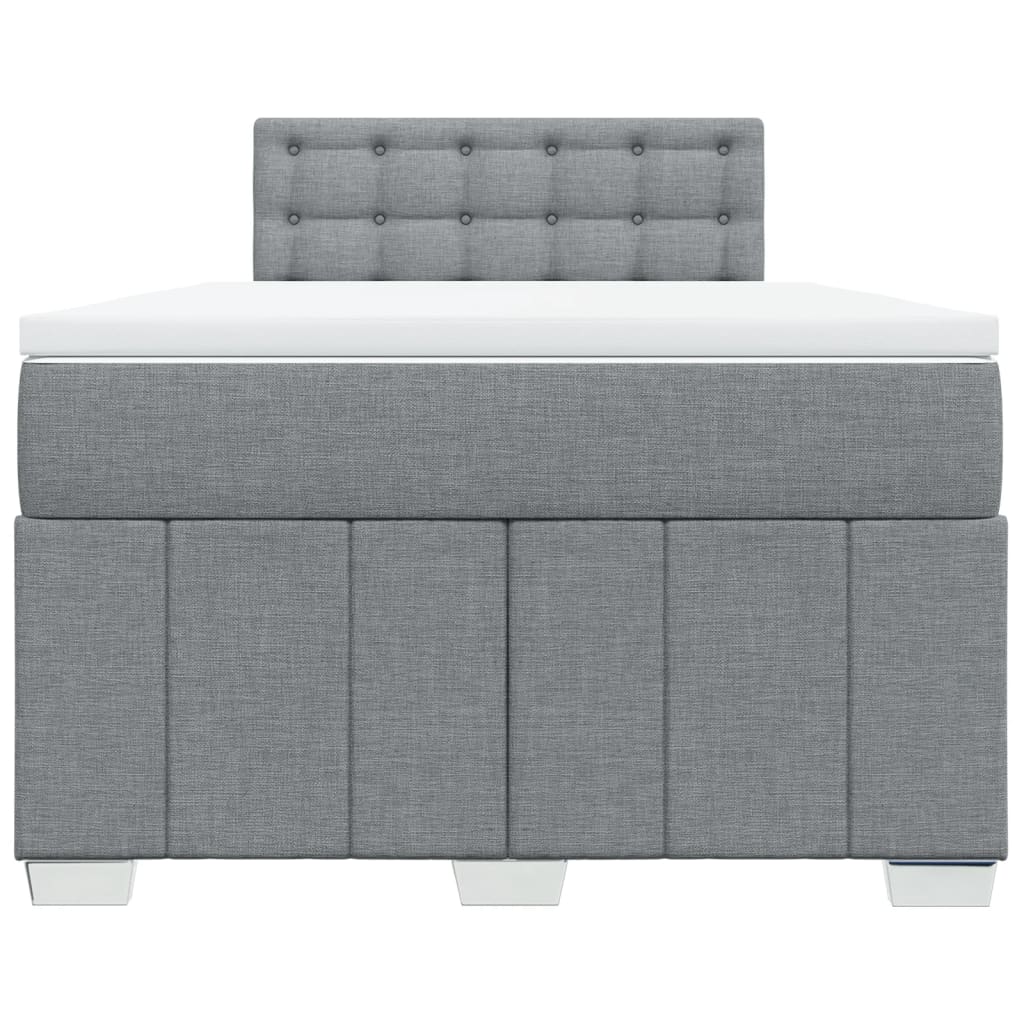 Boxspringbett mit Matratze Hellgrau 120x200 cm Stoff