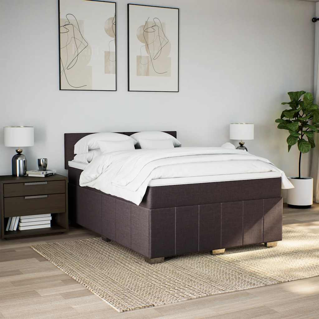 Boxspringbett mit Matratze Dunkelbraun 140x190 cm Stoff