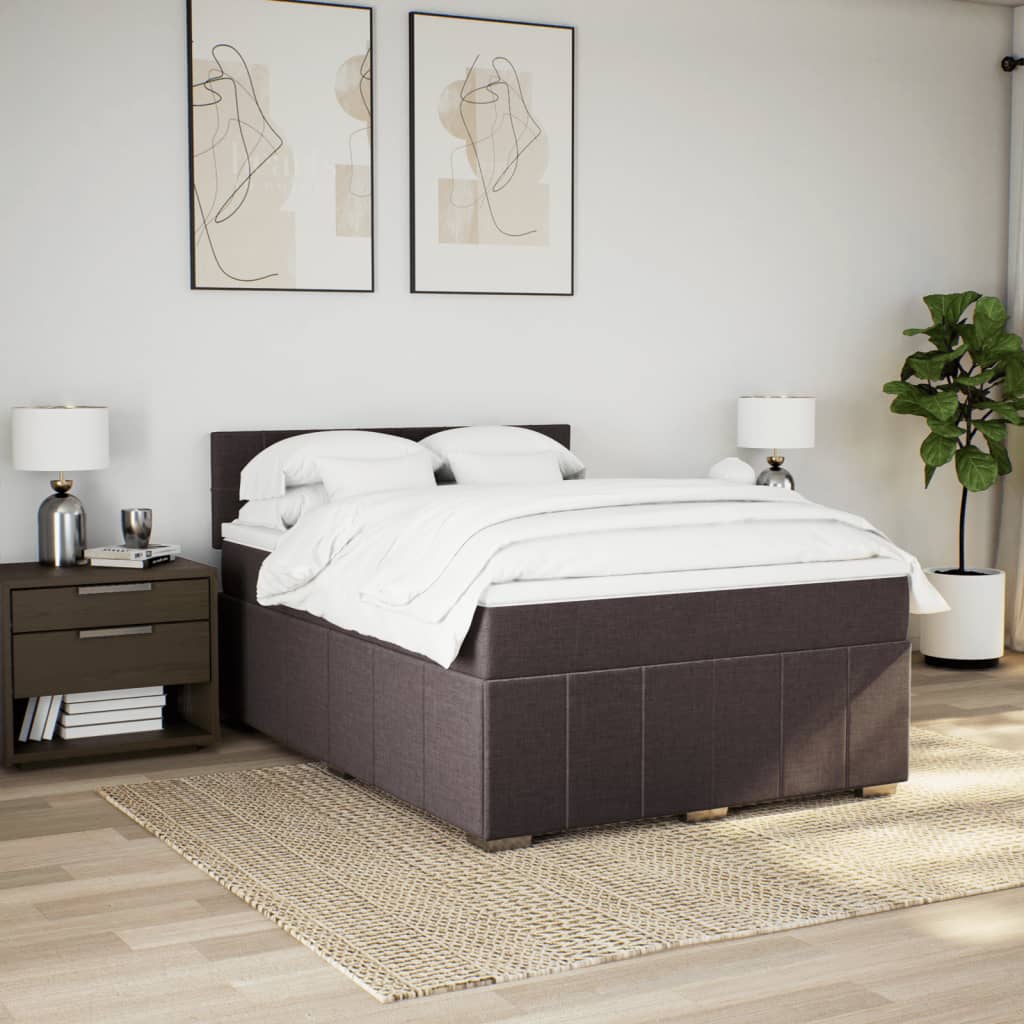 Boxspringbett mit Matratze Dunkelbraun 140x190 cm Stoff