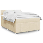 Boxspringbett mit Matratze Creme 140x190 cm Stoff