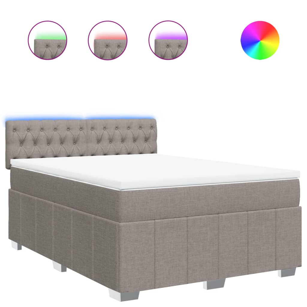 Boxspringbett mit Matratze Taupe 140x190 cm Stoff