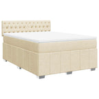 Boxspringbett mit Matratze Creme 140x190 cm Stoff