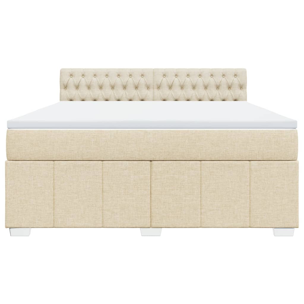 Boxspringbett mit Matratze Creme 180x200 cm Stoff
