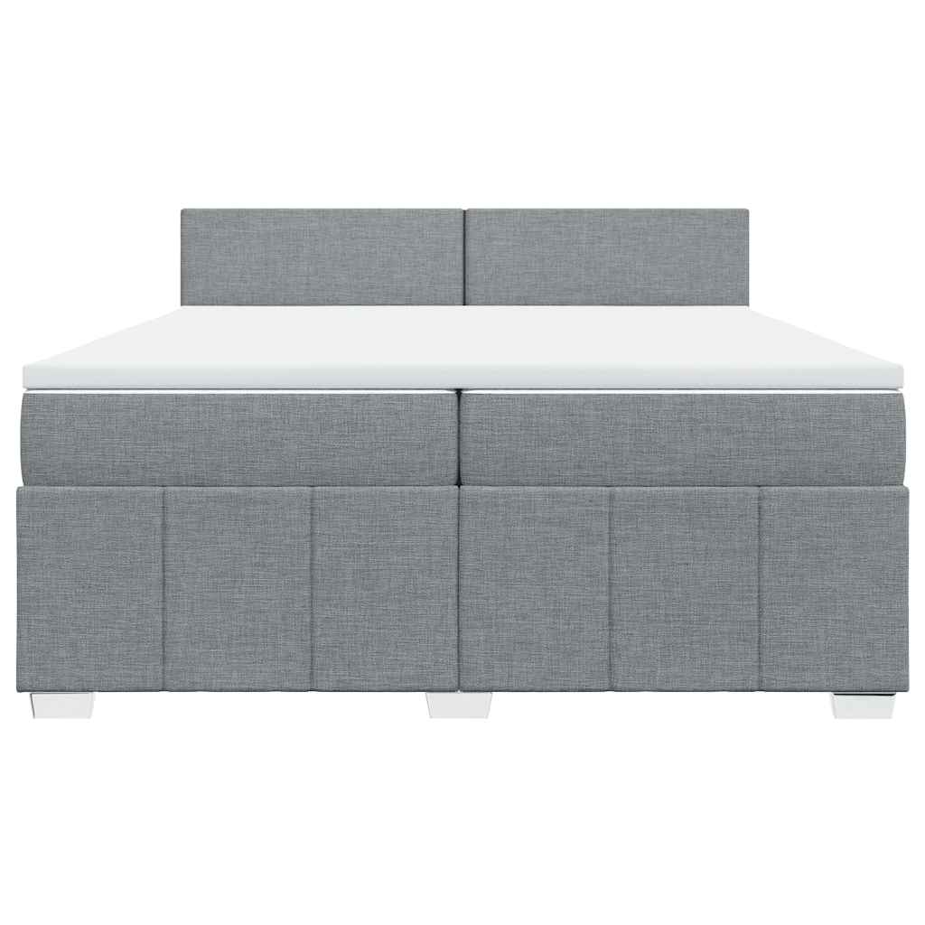Boxspringbett mit Matratze Hellgrau 200x200 cm Stoff