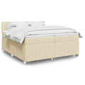 Boxspringbett mit Matratze Creme 200x200 cm Stoff