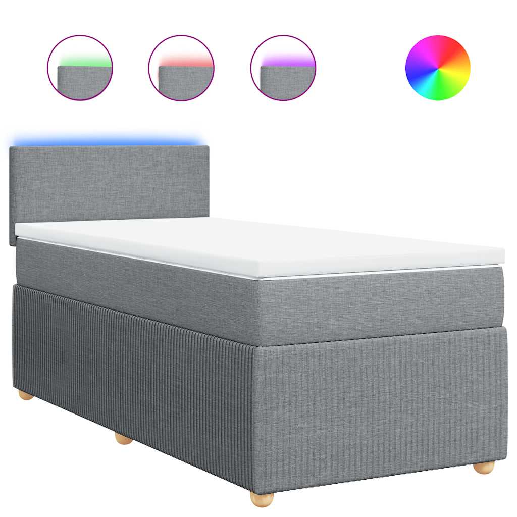 Boxspringbett mit Matratze Hellgrau 80x200 cm Stoff