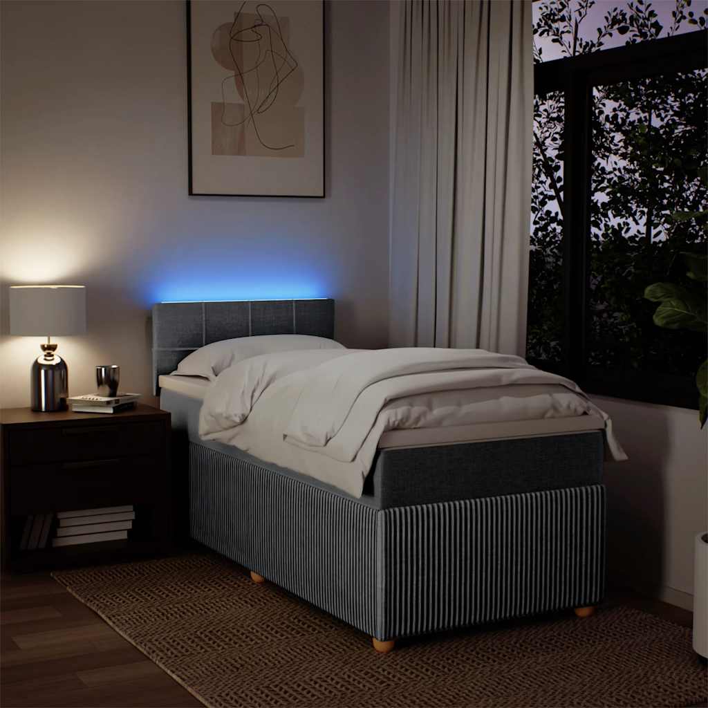 Boxspringbett mit Matratze Hellgrau 80x200 cm Stoff